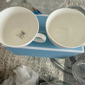 Wedgwood White Ceramic Mugs — Pair of Clean White Cups